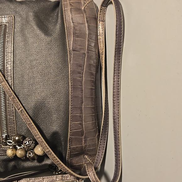 Brighton Crossbody Croc Embossed Nylon Gray - Picture 10 of 10